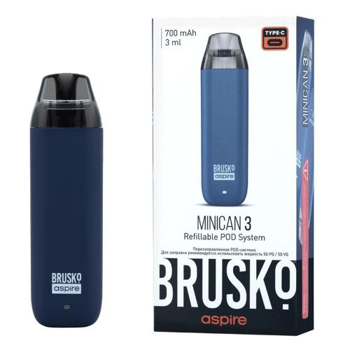 Перезаправляемая Под-Система Бруско Миникан 3 (Brusko Minican 3) 700 mah, Тёмно Синий