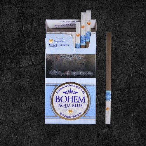 Сигариллы Бохем Супер слим - Аква Блу (Bohem Superslim - Aqua Blue) Сигариллы со вкусом черники и манго, формата Супер Слим